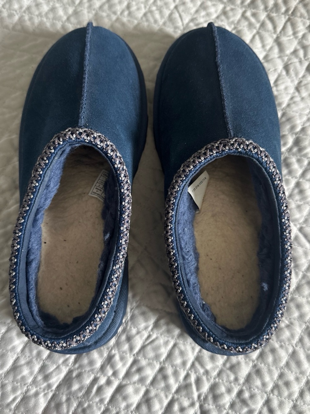 UGG Kids Navy Blue Moccasin Slippers